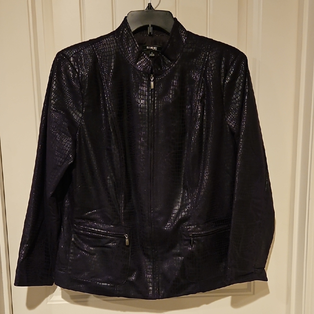 Elementz Shiny Black Croc-Patterned Jacket - image 1